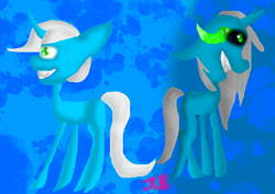 Size: 660x466 | Tagged: safe, artist:lavenderheart, oc, oc only, oc:blueheart, oc:darkblue, pony, unicorn, 2 sides