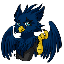 Size: 512x512 | Tagged: safe, artist:allocen, oc, oc only, oc:eid, griffon, beckoning, claws, eared griffon, fluffy, male, simple background, smug, solo, taunting, telegram sticker, transparent background, wings