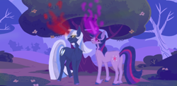 Size: 1024x499 | Tagged: safe, artist:tazzy-girl, twilight sparkle, oc, oc:silverlay, pony, unicorn, female, magic, mare, unshorn fetlocks