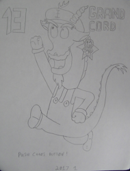 Size: 1070x1408 | Tagged: safe, artist:supahdonarudo, discord, drawing, fortran, grand dad, monochrome, ronald mcdonald, stars, traditional art