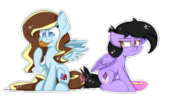 Size: 470x265 | Tagged: safe, artist:vanillashineart, oc, oc only, pegasus, pony, cookie, female, food, mare, mouth hold, simple background, sitting, transparent background