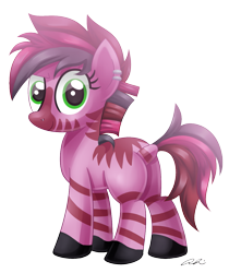 Size: 977x1162 | Tagged: safe, artist:iheartjapan789, oc, oc only, oc:berry ink, zebra, ear piercing, female, filly, piercing, simple background, solo, transparent background