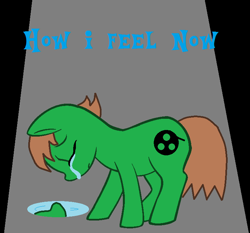 Size: 761x708 | Tagged: safe, oc, oc only, oc:ian, earth pony, pony, crying, eyes closed, ms paint, puddle, reflection, solo