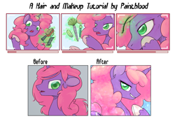 Size: 2001x1382 | Tagged: safe, artist:inlucidreverie, oc, oc only, oc:paintblood, pony, unicorn, ask-paintblood, comic, crossdressing, femboy, magic, makeup, makeup tutorial, male, trap, tutorial, video