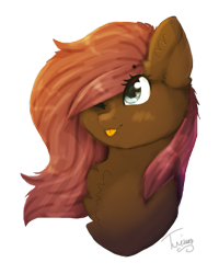 Size: 709x885 | Tagged: safe, artist:twinkepaint, oc, oc only, pony, bust, female, mare, one eye closed, portrait, simple background, solo, tongue out, transparent background, wink