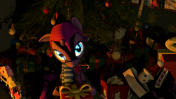 Size: 3840x2160 | Tagged: safe, artist:dj-chopin, oc, oc only, 3d, christmas, christmas tree, clothes, glasses, present, request, requested art, scarf, solo, source filmmaker, tree, vest