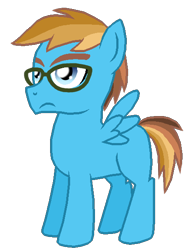 Size: 450x575 | Tagged: safe, artist:crazynutbob, oc, oc only, oc:puzzle run, colt, deadpan, glasses, male, next generation, offspring, parent:quibble pants, parent:rainbow dash, parents:quibbledash, simple background, solo, son, thick eyebrows, transparent background