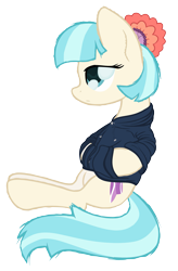 Size: 1823x2783 | Tagged: safe, artist:starstridepony, coco pommel, clothes, cute, fluffy, hoodie, simple background, sitting, solo, transparent background