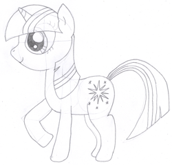 Size: 1236x1180 | Tagged: safe, artist:aafh, twilight sparkle, grayscale, lineart, monochrome, solo, traditional art