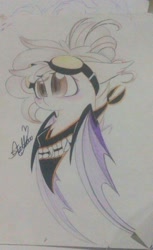 Size: 1440x2346 | Tagged: safe, artist:equinoecho08, derpibooru exclusive, oc, oc only, oc:equinoecho08, bat pony, pony, bandana, bust, goggles, signature, solo, traditional art