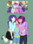 Size: 723x943 | Tagged: safe, artist:koteikow, derpibooru import, applejack, pinkie pie, rarity, twilight sparkle, twilight sparkle (alicorn), alicorn, human, maud pie (episode), belly button, belt, clothes, denim, humanized, kneesocks, mary janes, midriff, scene interpretation, shoes, shorts, skirt, socks, winged humanization, wings