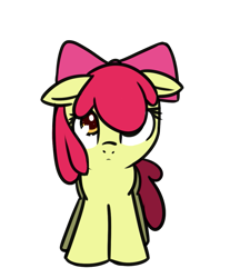 Size: 937x1129 | Tagged: safe, artist:neuro, apple bloom, earth pony, pony, adorabloom, bow, colored pupils, cute, female, filly, floppy ears, hair bow, looking up, sad, sadorable, simple background, solo, transparent background