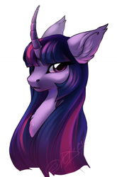 Size: 621x941 | Tagged: safe, artist:kerydarling, twilight sparkle, chest fluff, curved horn, simple background, solo