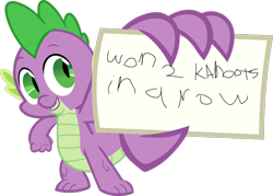 Size: 1280x917 | Tagged: safe, artist:bobthelurker, edit, spike, dragon, exploitable meme, kahoot, meme, simple background, solo, spike card meme, transparent background, vector