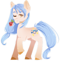 Size: 600x610 | Tagged: safe, artist:xaika, oc, oc only, earth pony, pony, flower, male, rose, simple background, solo, stallion, transparent background