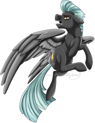 Size: 1024x1321 | Tagged: safe, artist:crecious, thunderlane, pegasus, pony, looking back, male, simple background, solo, stallion, transparent background, watermark