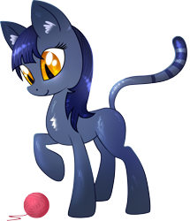 Size: 4313x5017 | Tagged: safe, artist:chimajra, oc, oc only, cat pony, original species, absurd resolution, simple background, solo, transparent background, yarn, yarn ball