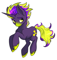 Size: 2000x2080 | Tagged: safe, artist:asklevee, oc, oc only, pony, unicorn, commission, ionizing radiation warning symbol, male, radioactive, solo, stallion