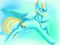 Size: 1024x768 | Tagged: safe, artist:spinachtoffeee, zephyr breeze, pegasus, pony, solo, speedpaint