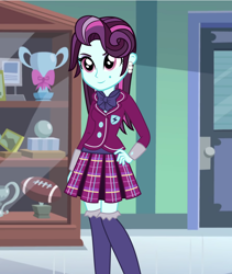 Size: 1952x2312 | Tagged: artist needed, safe, part of a series, part of a set, principal abacus cinch, equestria girls, friendship games, abacus cinch through the years, beautiful, cinchabetes, clothes, crystal prep academy uniform, cute, loose hair, missing accessory, no glasses, pleated skirt, school uniform, skirt, socks, solo, younger, younger cinch