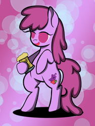 Size: 3000x4000 | Tagged: safe, artist:miragepotato, berry punch, berryshine, earth pony, pony, bipedal, cider, solo