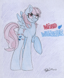 Size: 1065x1305 | Tagged: safe, artist:goggle--boy, wind whistler, g1, request, solo, traditional art
