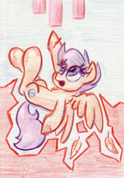 Size: 609x868 | Tagged: safe, artist:shoeunit, scootaloo, pegasus, pony, colored pencil drawing, female, filly, mare, solo, traditional art