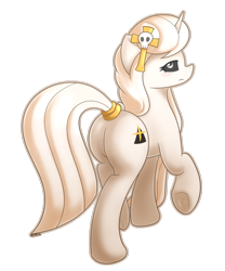 Size: 800x961 | Tagged: safe, artist:puetsua, oc, oc only, oc:whitefire, pony, unicorn, black sclera, female, hair bun, hairpin, long mane, mare, plot, skull, solo, tail ring