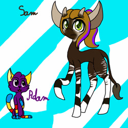 Size: 1000x1000 | Tagged: safe, artist:grifonfox, oc, oc only, cat, okapi