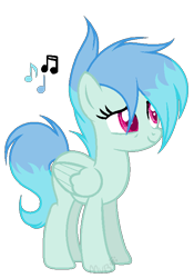 Size: 505x721 | Tagged: safe, artist:marielle5breda, oc, oc only, oc:weather storm, pegasus, pony, female, mare, music notes, simple background, solo, transparent background