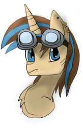 Size: 394x605 | Tagged: safe, oc, oc only, pony, blue eyes, goggles, piercing