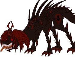 Size: 9168x6987 | Tagged: safe, artist:frownfactory, oc, oc only, oc:marksaline, alicorn, .svg available, absurd resolution, alicorn oc, angry, body horror, claws, eldritch abomination, fangs, female, horn, monster, nightmare fuel, red eyes, sharp teeth, simple background, solo, svg, teeth, tongue out, transparent background, vector, wings