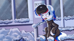 Size: 1921x1081 | Tagged: safe, artist:anonbelle, oc, oc:marussia, pony, angry, gopnik, nation ponies, ponified, russia, russian, solo, underhoof, winter