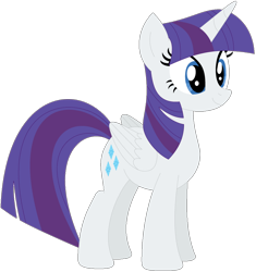 Size: 1024x1091 | Tagged: safe, artist:ra1nb0wk1tty, rarity, twilight sparkle, twilight sparkle (alicorn), alicorn, pony, female, mare, palette swap, recolor, simple background, smiling, solo, transparent background