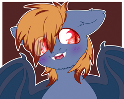 Size: 2500x2000 | Tagged: safe, artist:etoz, derpibooru import, oc, oc only, oc:night wing, bat pony, pony, bat pony oc, bust, colt, cute, male, open mouth, solo, ych result