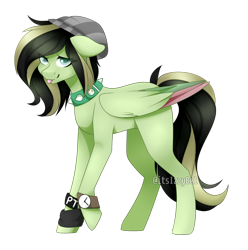 Size: 1024x1034 | Tagged: safe, artist:itsizzybel, oc, oc only, pegasus, pony, beanie, choker, colored wings, colored wingtips, female, hat, mare, simple background, solo, spiked choker, tongue out, transparent background