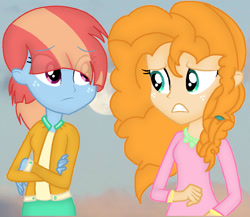 Size: 837x728 | Tagged: artist needed, safe, edit, editor:theodysseyedits, pear butter, windy whistles, equestria girls, parental glideance, the perfect pear, base used, crossed arms, equestria girls-ified, moon