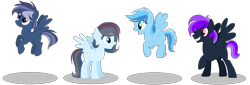 Size: 1697x579 | Tagged: safe, artist:marielle5breda, oc, oc only, pegasus, pony, female, male, mare, offspring, parent:rainbow dash, parent:soarin', parents:soarindash, stallion