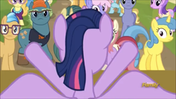 Size: 2208x1242 | Tagged: safe, screencap, bigger jim, dandy dispatch, plunkett, quantum leap (character), twilight sparkle, twilight sparkle (alicorn), alicorn, pony, fame and misfortune, out of context, traditional royal canterlot voice