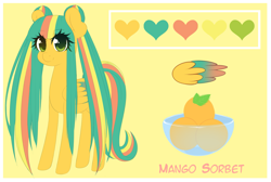 Size: 2703x1816 | Tagged: safe, artist:fluffymaiden, oc, oc only, oc:mango sorbet, pegasus, pony, female, mare, reference sheet, solo