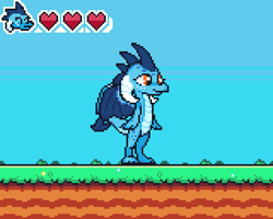 Size: 480x384 | Tagged: safe, artist:biel56789, princess ember, dragon, cute, emberbetes, game:spike's quest, hud, pixel art, sky, solo, wings