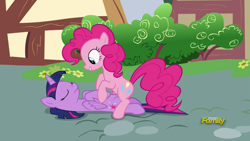 Size: 1280x720 | Tagged: safe, screencap, pinkie pie, twilight sparkle, twilight sparkle (alicorn), alicorn, pony, fame and misfortune, out of context