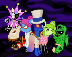 Size: 768x614 | Tagged: safe, blumiere, count bleck, dimentio, mimi, mr. l, nastasia, o'chunks, ponified, super mario bros., super paper mario