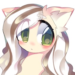 Size: 768x768 | Tagged: safe, artist:lavender_1227, derpibooru import, oc, oc only, pony, big eyes, bust, ear fluff, simple background, solo, white background