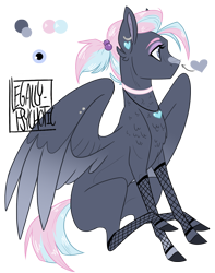 Size: 1048x1327 | Tagged: safe, artist:legally-psychotic, oc, oc only, pegasus, pony, choker, female, fishnet stockings, mare, simple background, sitting, solo, transparent background