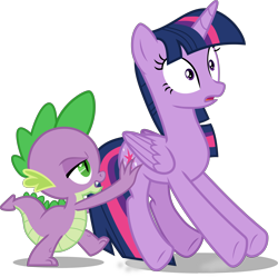 Size: 3670x3656 | Tagged: safe, artist:frownfactory, spike, twilight sparkle, twilight sparkle (alicorn), alicorn, dragon, once upon a zeppelin, .svg available, butt touch, female, hand on butt, horn, male, mare, pushing, rump push, simple background, svg, transparent background, underhoof, vector, wings