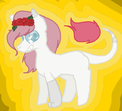 Size: 822x750 | Tagged: safe, artist:bublebee123, oc, oc only, pony, abstract background, adoptable, auction, coat markings, female, floral head wreath, flower, mare, simple background, solo