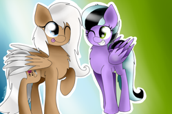 Size: 1024x683 | Tagged: safe, artist:envygirl95, derpibooru import, oc, oc only, oc:dubbi knight, pegasus, pony, female, mare, one eye closed, tongue out, wink