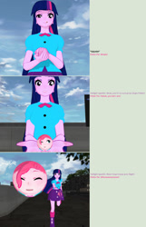 Size: 1304x2024 | Tagged: safe, artist:depthdropper, pinkie pie, twilight sparkle, equestria girls, 3d, ball, transformation