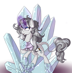 Size: 2389x2416 | Tagged: safe, artist:epicenehs, oc, oc only, oc:alla prima, pony, unicorn, clothes, corrupted, curved horn, female, ice, ice magic, scarf, simple background, solo